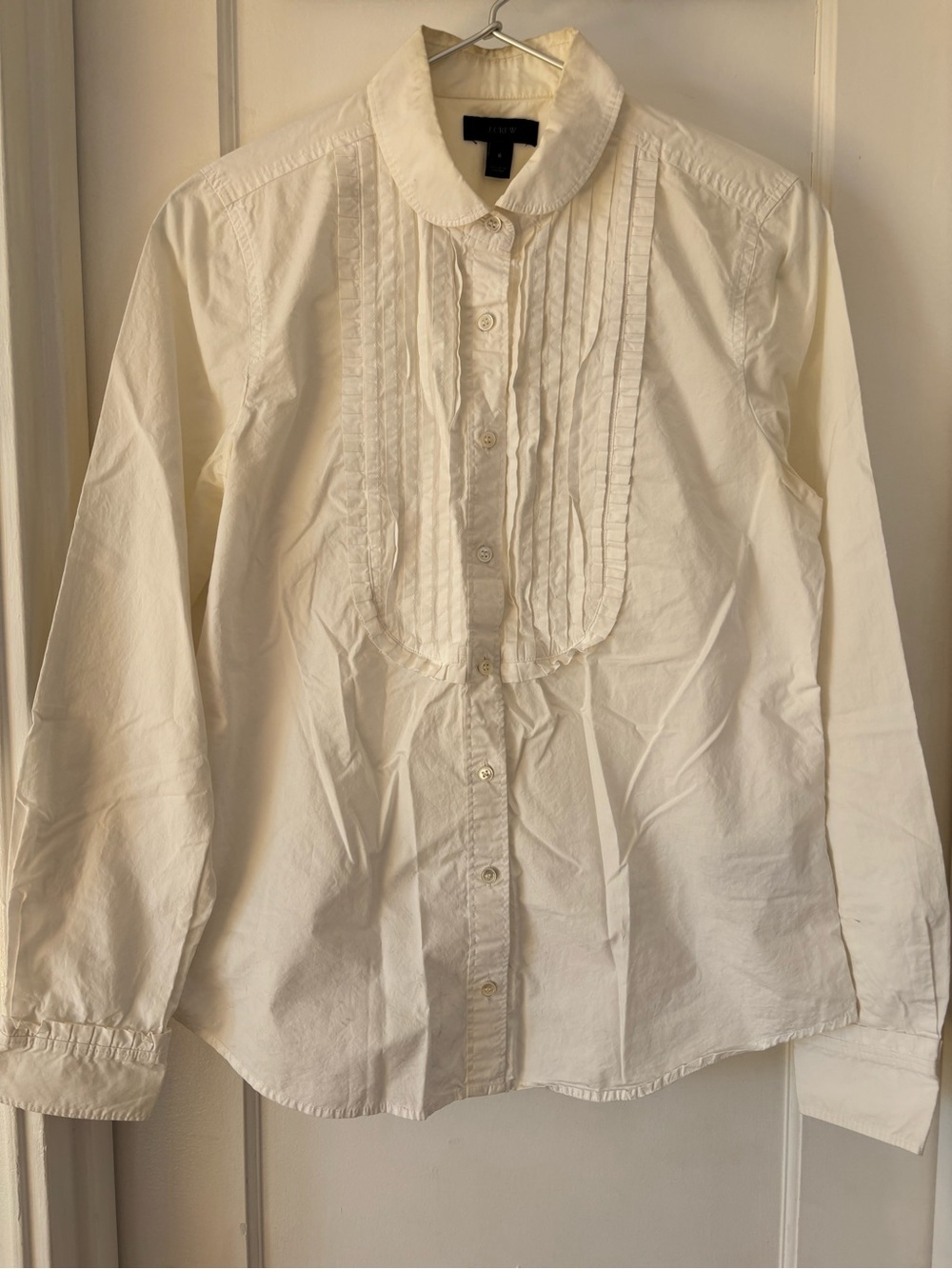 J. Crew Frilled White Button Down Long Sleeve Shirts